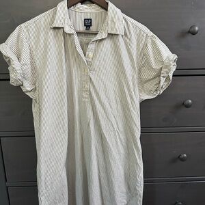 GAP Pinstripe Navy and White Casual Shirt Dress
